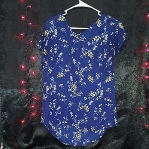 Croft & Barrow Navy Floral Blouse